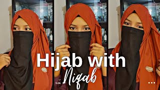 stylish hijab with nose niqab hijab ll nose niqab hijab tutorial with burka [upl. by Niliak]