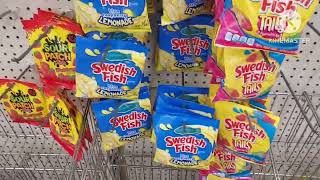 Name Brand Gummies Sours Candies Dollar Tree 🪱 Warheads Swedish Fish Laffy Taffy ASMR Shopping [upl. by Jeconiah]