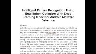 Intelligent Pattern Recognition Using Equilibrium Optimizer With Deep Learning Model for Android Mal [upl. by Ycniuq354]