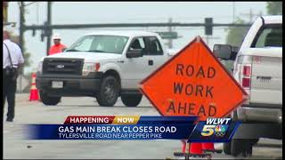 Gas main break closes Tylersville Road [upl. by Stormi]