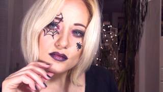 Паучок на лице  Quick and easy spider web halloween makeup [upl. by Valentia624]