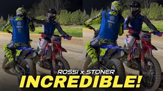 WOW Valentino Rossi and Casey Stoner Met at The Flat Track Motor Ranch Tavullia rossi stoner [upl. by Aleydis]