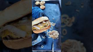 Making cheeseburgers with grilled onions food cooking burger cheeseburger [upl. by Tarra849]