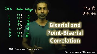 Class 26 Biserial and Point Biserial Correlation  NET preparation  Dr Justines Classroom [upl. by Epner385]