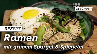 RamenRezept Nudelsuppe mit grünem Spargel und Spiegelei  AOK [upl. by Eniliuqcaj]