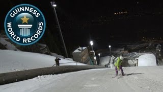 Fastest backwards skiing downhill  Video of the Week 20th June  Guinness World Records [upl. by Philippe639]