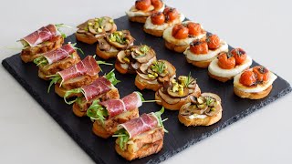 3 Deliciosos Aperitivos de Pan Tostado  Crostinis para Disfrutar  DarixLAB [upl. by Nauqaj]