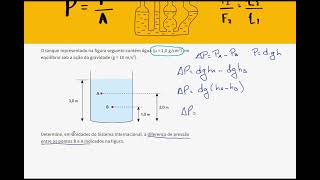 HIDROSTÁTICA 01 O tanque representado na figura seguinte contém água μ  10 gcm3 em equilíbrio [upl. by Ahsilet63]