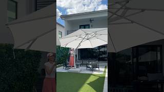 Trying the largest outdoor umbrella Best outdoor furniture [upl. by Isdnyl]