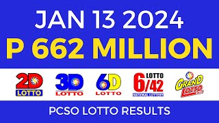 Lotto Result January 13 2024 9pm PCSO [upl. by Ecaidnac]