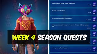 Fortnite Week 4 Season Quests Challenges Guide  Chapter 3 Season 1 [upl. by Tilagram]