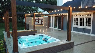 Incredible Deck With Built in Hot Tub  Full Backyard Makeover Time Lapse [upl. by Ely]