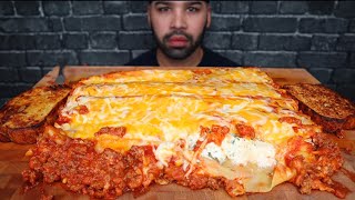 ASMR EATING MY SISTERS FAMOUS LASAGNA MUKBANG [upl. by Emelun]