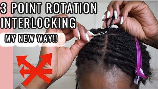 3 POINT ROTATION INTERLOCKING  MY NEW WAY  How to Interlock microlocs  How to Interlock [upl. by Sairtemed]