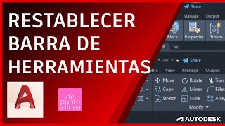 Como RESTABLECER la barra de HERRAMIENTAS en AutoCAD [upl. by Leasia]