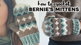 HOW TO CROCHET BERNIES MITTENS crochet mittens tutorial inspired on Bernie Sanders iconic meme [upl. by Renard73]