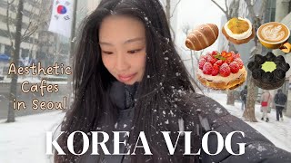 Korea vlog 🍰 Winter in Seoul Cafe Hopping Seongsudong Snowing in Korea [upl. by Yanehs]