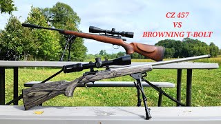 CZ 457 VS BROWNING TBOLT 50 YARD GETTING READY FOR SQUIRREL SEASON [upl. by Darrey]