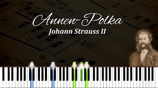 AnnenPolka  Johann Strauss II  Piano Tutorial  Synthesia  How to play [upl. by Annaegroeg]