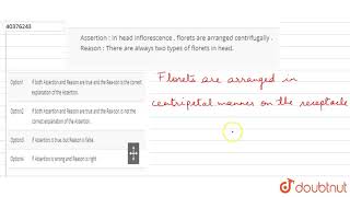 Assertion  In head inflorescence  florets are arranged centrifugally [upl. by Amiaj]