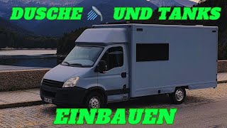 Wassertanks und Dusche in Camper Van einbauen Iveco Daily Post Koffer Ausbau T22 [upl. by Notreb]