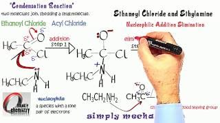 Simply Mechanisms 7d Nucleophilic Addition Elimination Ethanoyl Chloride amp Ethylamine [upl. by Martinic895]