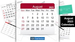 August 2023 Calendar  123FreeVectors [upl. by Llemmart776]