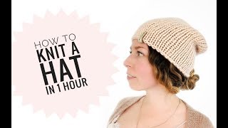 Free knitted hat patterns on circular needles  Super Easy Knit hat tutorial [upl. by Adalia85]