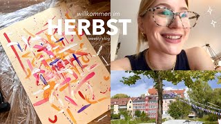 willkommen im herbst  weekly vlog  semsterferien leinwände bemalen produktive woche [upl. by Reggi]