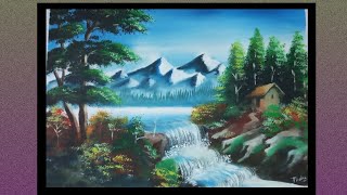 How to paint a beautiful scenery  Poster Colour Demonstration  Landscape painting [upl. by Amandie313]