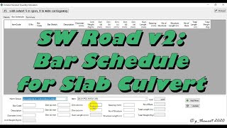 SW Road V2 12c Bar Schedule for 5 m Span and 9 m width Slab Culvert [upl. by Nahtam773]