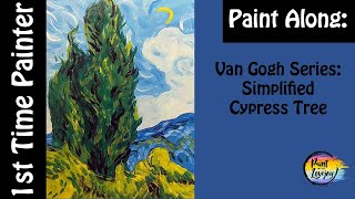 Van Gogh Series Cypress Tree  Easy Beginner Painting  step by step [upl. by Wilhide187]