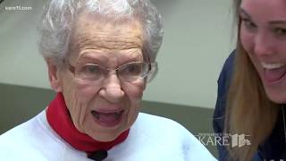 MN Twins treat 95yearold fan to birthday celebration [upl. by Rowan]