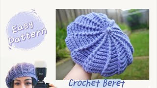 Easy Crochet Beret Hat [upl. by Nylime]