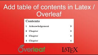 Add table of contents in Latex  Overleaf [upl. by Oznerol803]