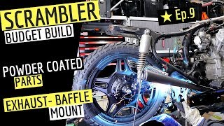 Scrambler  Cafe Racer Build on a Budget Muffler Mounting amp Powder Coated Parts Ep 9 [upl. by Esertak]