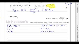 WST0101 Edexcel IAL S1 June 2021 Q6 Correlation amp Regression [upl. by Aldus659]