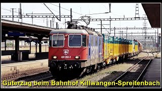 SBB Güterzug muss beim Bahnhof KillwangenSpreitenbach auf die weiterfahrt warten [upl. by Oirretna272]