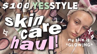 unboxing a MASSIVE yesstyle skincare haul  viral kbeauty [upl. by Ekle]