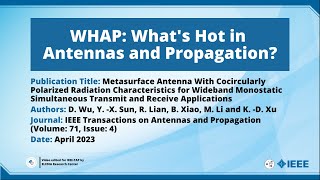 Metasurface Antenna With Cocircularly Polarized Radiation [upl. by Namlas]