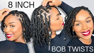 QUICK and EASY 🙌🏾🔥 BOB SPRING TWISTS  8 INCHES  10 Protective Style [upl. by Merete]