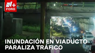 Reportan inundación en Viaducto en cruce con el Eje 3 Oriente  Las Noticias [upl. by Yecies]