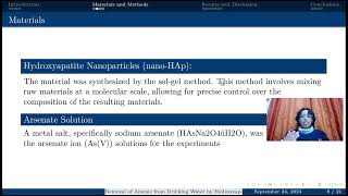 Removal of Arsenic from Drinking Water by Hydroxyapatite Nanoparticles [upl. by Atwekk]