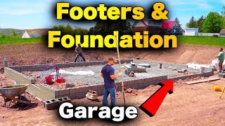 How To Build A Garage  Pour Footers And Foundation [upl. by Ainerbas]