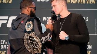 Tyron Woodley vs Stephen Thompson UFC 209 Media Day Staredown [upl. by Meehaf]