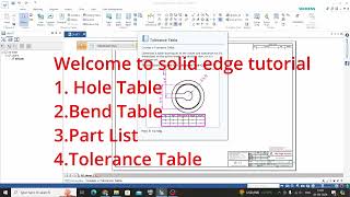 Solid edge drafting tables solidedge tables partlist [upl. by Wanids]