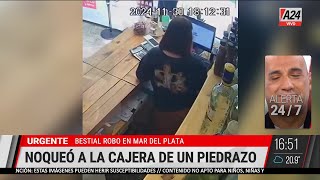 🚨VIOLENTO ROBO EN MAR DEL PLATA NOQUEÓ A LA CAJERA DE UN PIEDRAZO [upl. by Eronaele390]