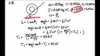 A uniform wheel of mass 10 0 and radius 0 400 is mounted rigidly on a massless axle through its cent [upl. by Nnylhsa]