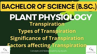 Transpiration  Its types  Significance  Factors affecting Transpiration For BSc students [upl. by Nothgiel]