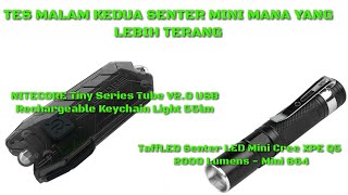 Review Senter NITECORE Tiny Series Tube V20 Light 55lm dengan TaffLED Mini XPE Q5 2000 Lumens [upl. by Jehanna]